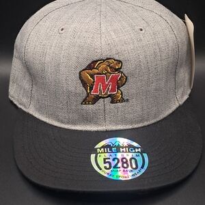 Maryland Terrapins Gray and Black Snapback Hat with Logo